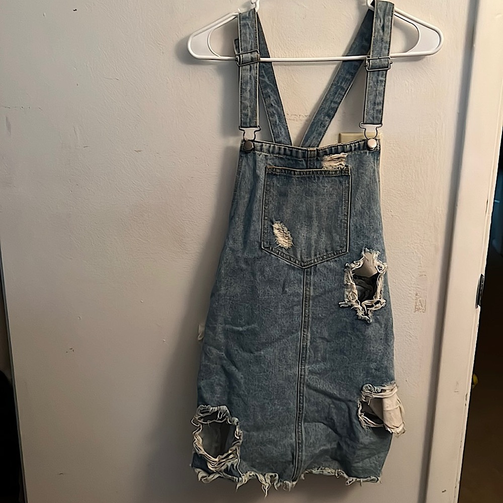 Light blue overall dress